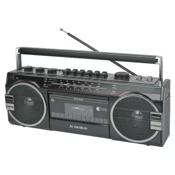 Audiobox RXC-25BT 10-Watt Portable Cassette Player and Recorder Boombox with Bluetooth (Black)