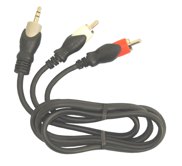 3.5mm Stereo Male to (2) RCA Male, 3 ft