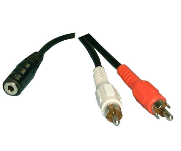 3.5mm Stereo Female to (2) RCA Male Y Adapter – 6 ft.