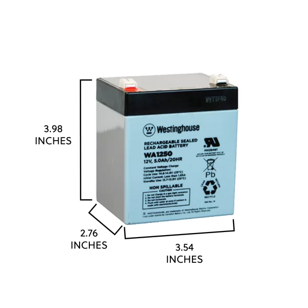 12V 5Ah F1 Terminal Sealed Lead Acid Rechargeable Battery WA1250-F1 - Image 2