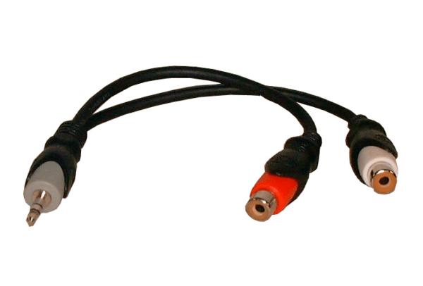 3.5mm Stereo Male to (2) RCA Female Y Adapter Cable, 6 Inches