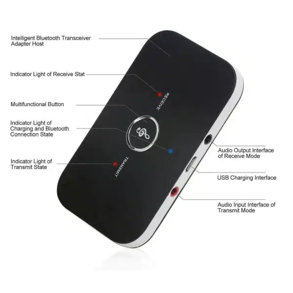 Bluetooth 5.0 Transmitter & Receiver – 2-in-1 Wireless Audio Adapter with 3.5mm Jack - Image 2