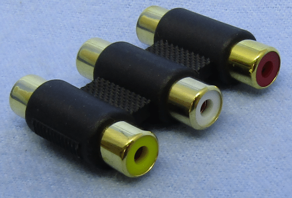 Gold Series Triple Phono Plug Coupler – Triple RCA Female Adapter (Coupler)