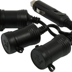3-Way 12-Volt Adapter with Protective Caps – Heavy-Duty Triple Socket